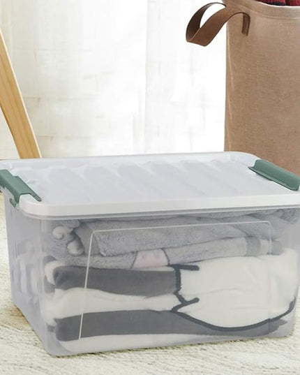 Gloreen 35 Quart Clear Storage Bins with Lid and Handle, Multipurpose Stackable Plastic Storage Latches Box/Containers,set of 4