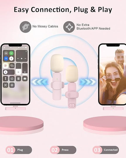MAYBESTA Mini Wireless Microphone for iPhone, Android: Bluetooth Lavalier Lapel Phone Microphones for YouTube Video Recording - Clip on Mic for Tiktok Interview Podcast Vlog