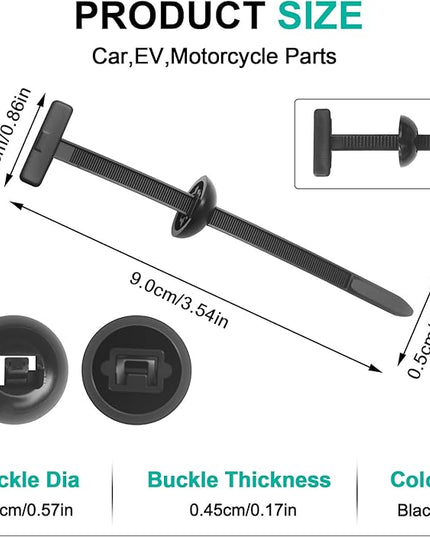 100Pcs Nylon Universal Cable Tie Buckle - New Multifunctional Nylon Zip Ties, Heavy Duty Plastic Rivet T Zip Ties Style, for Daily Maintenance And Fixing Of Automobiles