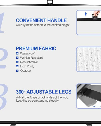 FUDESY 78.7 x 93in Large Collapsible White Backdrop Screen, Portable Retractable Pull Up Panel Wrinkle-Resistant Photo Background for Streaming, Video Conference, Photographic Studio