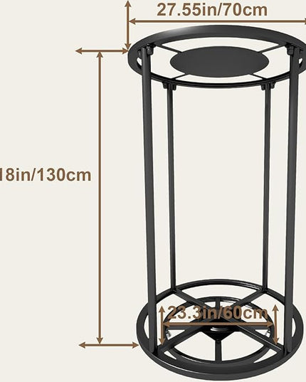 Rotatable Round Garment Display Rack, Floor-Standing Double Space Multi-Purpose Metal Shelf for Clothes Storage, Commercial Clothing Organizer in Retail Boutiques (Black, 27.6"x 51.2")