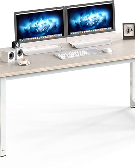 NSdirect Large Office Desk for Home Office, Large 63" Computer Desk Table, Wide Writing Study Desk for 2 Person, Metal Sturdy Frame Thicker Steel Legs, (White Oak, 63"L x 23.6"W x 29.5"H)