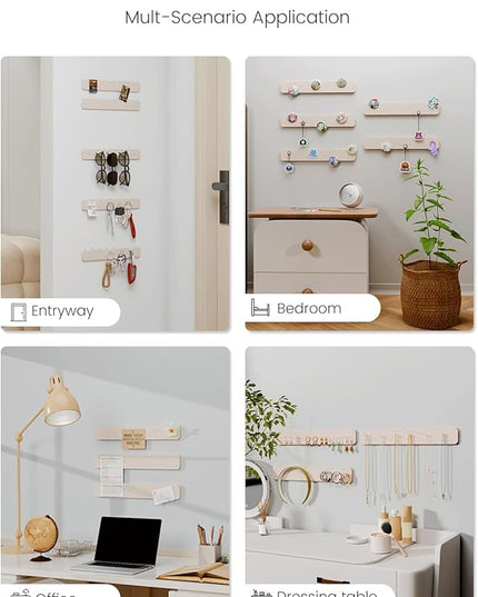 Fluxynara Cork Board Alternative Felt Strip Board 5-Pack 13"x2", Office Pin Board with 35 Push Pins, Adhesive Install for Bedroom Door & Home Office(Oatmeal)