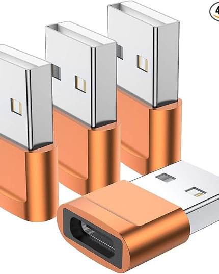 USB C Female to USB Male Adapter (4-Pack),Type C to USB A Charger Cable Adapter for iPhone 11 12 13 14 15 Plus Pro Max,Samsung Galaxy Note 20 S24 S23 Ultra,iPad Air 4 5 Mini 6 AirPods,Google Pixel XL