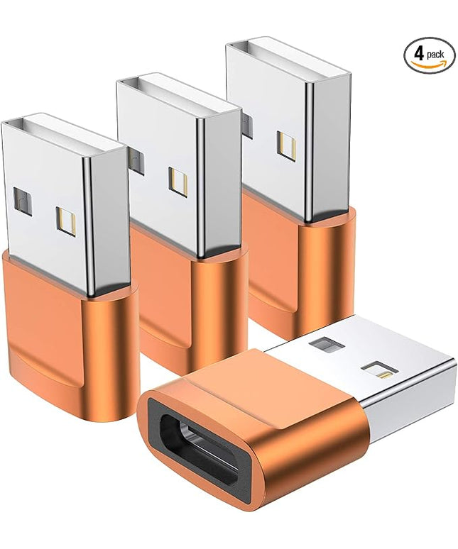 USB C Female to USB Male Adapter (4-Pack),Type C to USB A Charger Cable Adapter for iPhone 11 12 13 14 15 Plus Pro Max,Samsung Galaxy Note 20 S24 S23 Ultra,iPad Air 4 5 Mini 6 AirPods,Google Pixel XL