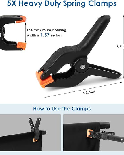 Black Screen Backdrop Kit, Portable Blackscreen Background with T-Shaped Stand, 5 Clamps & Carrying Bag for Photography, Streaming, Zoom, Gaming, (Black, 6.5 Feet X 5.0 Feet)