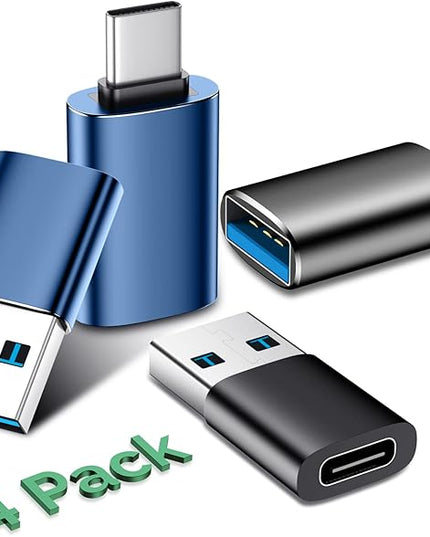 Temdan USB to USB C Adapter,Car Charger OTG Converter Compatible with MacBook Pro Air 2024,Samsung Notebook and More Type C,for iPhone 17 16 15 Air Plus Pro Max,OTG Adapters - Blue/Black