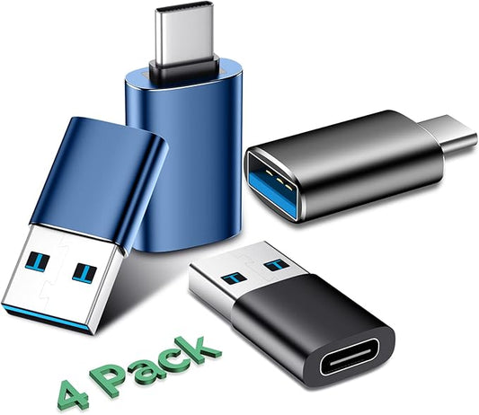 Temdan USB to USB C Adapter,Car Charger OTG Converter Compatible with MacBook Pro Air 2024,Samsung Notebook and More Type C,for iPhone 17 16 15 Air Plus Pro Max,OTG Adapters - Blue/Black