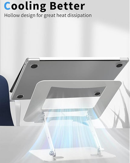 SOUNDANCE Laptop Stand for Desk with Stable Heavy Base, Adjustable Height Multi-Angle, Ergonomic Metal Riser Holder, Foldable Mount Elevator, Compatible with 10 to 15.6 Inches PC Computer, Silver