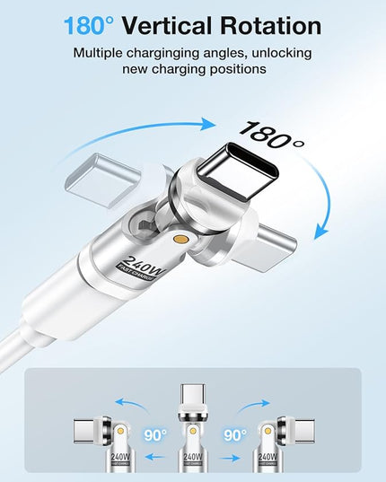 USB C Adapter [3-Pack], PD 240W USB C 90 Degree Adapter, Type C Right Angle Adapter/360 & 180 Degree C to C Adapters for Phone 17/16/15, MacBook Pro/Pad Series, Samsung Galaxy, Tablet, Laptop-White