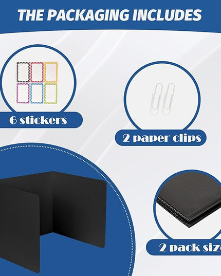 2 Pack Desk Dividers for Students,3-Fold Privacy Screens,Testing Dividers for Classroom Waterproof,Plastic Easy Clean Privacy Shields for Student Includes Extra Labels