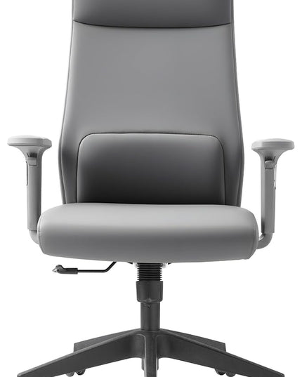EUREKA ERGONOMIC Valen Leather Desk Chair, High Back Office Chair, Microfiber PU Leather Office Chair with Wheels, Executive Office Chair Comfy for Samll Spaces, Grey