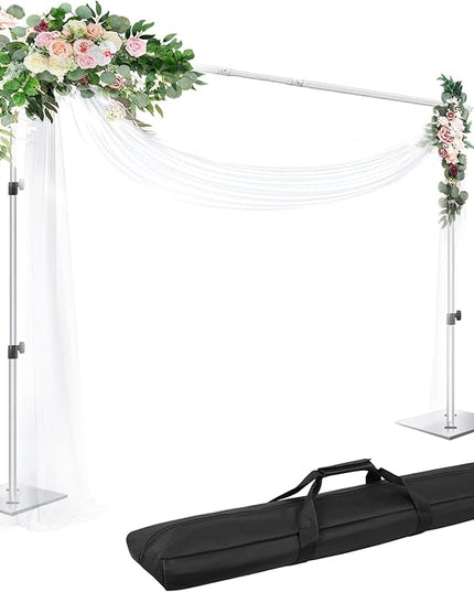 EMART Backdrop Stand, 6.5x10 ft Adjustable Photo Background Pipe and Drape Photography Kit with Heavy Duty Metal Flat Base for Parties, Wedding, Video Studio, Birthday - Silver
