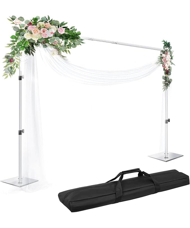 EMART Backdrop Stand, 6.5x10 ft Adjustable Photo Background Pipe and Drape Photography Kit with Heavy Duty Metal Flat Base for Parties, Wedding, Video Studio, Birthday - Silver