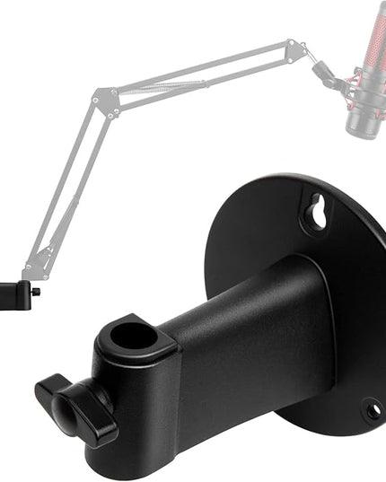 Microphone Wall Mount Boom Arm - Microphone Wall Mount for Mic holder，Horizontal Mounting Wall，Space Saving Desktop Metal Mic Stand Clamp by SUNMON