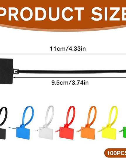 100 PCS Cable Zip Tie with Tag, Multicolor Self-Locking Wire Zip Ties Tags, Waterproof Nylon Written-on Straps Label Mark Ties for Wire Organizing Luggage Tags