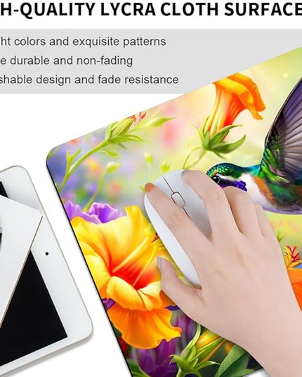 Hummingbird Flowers Square Mouse pad, Texture, Waterproof, Anti Slip Rubber Base, Computer Mouse pad, Laptop Mouse pad