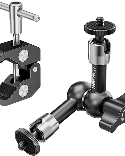 NEEWER 6"/15cm Adjustable Magic Arm with Super Clamp, 1/4" & 3/8" Threads, 1/4" Screws for Flash/LED Light/Microphone/Monitor, Compatible with SmallRig Camera Cage, Max Load: 4.4lb/2kg, ST15C