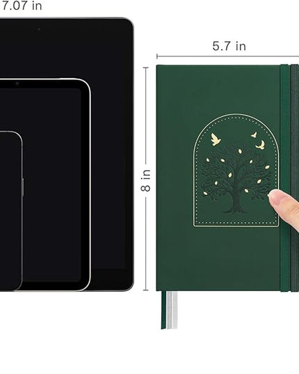 &And Per Se Lined Journal Notebook for Women&Men with Pattern, 365 Pages, 5.7'' x 8'' 100GSM Thick Paper, A5 Journals for Writing(Dark Green)
