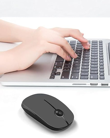 VssoPlor Wireless Mouse, 2.4G Slim Portable Computer Mice with Nano Receiver Quiet Silent Optical Laptop Mouse for Notebook, PC, Laptop, Computer-Black and Gray