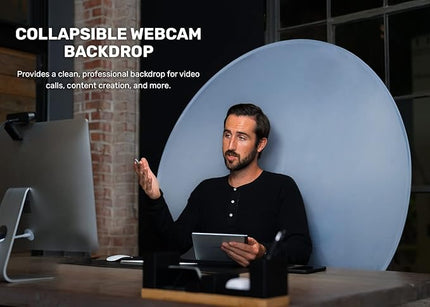 Webaround Big Shot 56" | Grey | Portable Collapsible Webcam Backdrop | Attaches to Any Chair | Wrinkle-Resistant Fabric | Ultra-Quick Setup and Takedown | Perfect for Zoom, Webex, Teams, etc.