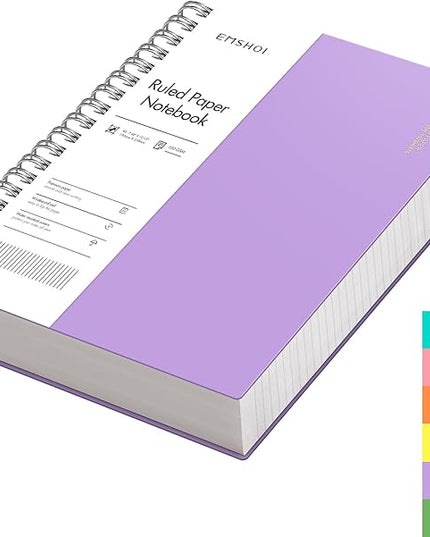 EMSHOI B5 Spiral Notebook College Ruled Lined Journal, Large 7.48" X 10.15", 300 Pages/150 Sheets, 100gsm Thick Paper, Waterproof Hardcover, for Office School Women Men Work Writing Notes-Purple