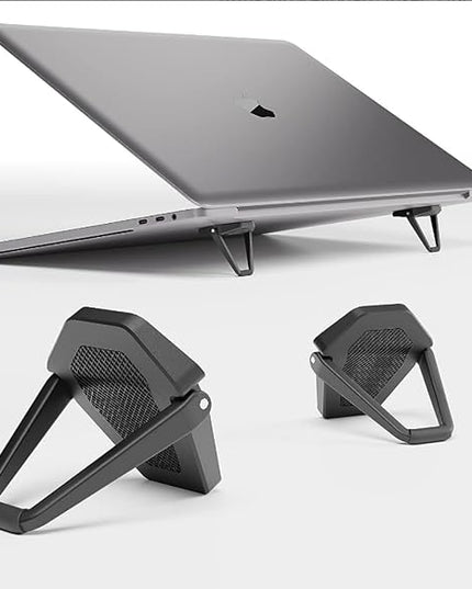 MIYKUISH Portable Invisible Laptop Stand - 2PCS zinc Alloy Laptop Mini Stand Heat Dissipation pad, Laptop Lifter Suitable for 12-20 inch Laptop (One Size Mutil Color) (Black)