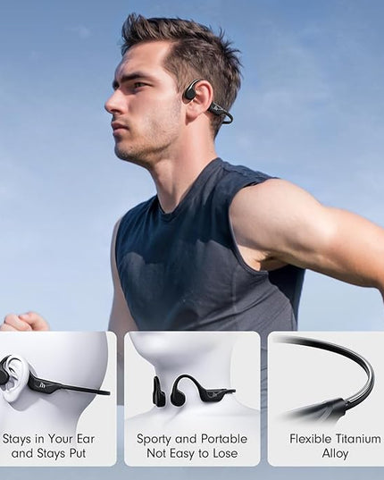 Bone Conduction Headphones,Open Ear Headphones Bluetooth5.4 with Mic,Wireless Headphones 10H Playtime, Waterproof Sport Headphone Suitable for Running,Cycling, Outdoor Sports Black
