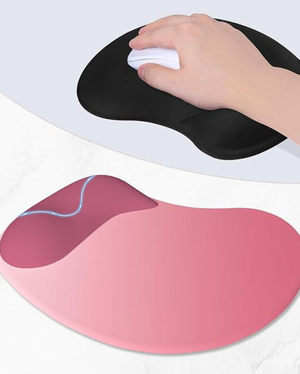 ITNRSIIET Ergonomic Mouse Pad, Cushioned Gel Wrist Rest, Non-Slip Base, Smooth Surface, Cute Multi-Color, 9.5 x 8.2 in, Pink Ombre