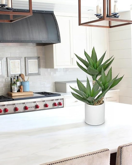Hollyone Large Artificial Agave Plants Fake Three-Head Agave Succulent Plant Potted 17" Faux Plant Succulent Aloe Vera Plants Indoor for Desk Modern Home Decor