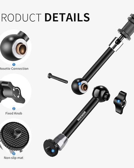 NEEWER 5.9"/15cm Adjustable Friction Magic Arm with 1/4" Screw on Both Ends, Compatible with SmallRig Cage, Flash/LED Light/Microphone/Monitor/SuperClip, Max Load 4.4lb/2kg, ST15