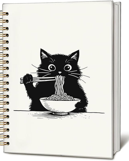 Funny Cat Ramen Journal Notebook Gifts for People Who Love Cats, Funny Cute Ramen Gifts, Black Cat Gifts for Girls, Cat Ramen Noodle Notepad for School Supplies 5.5x8.3 Inch