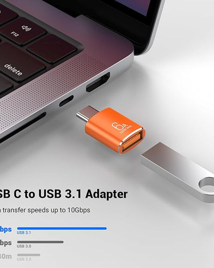 Pastall 10 Pack 10Gbps/120W USB C to USB3.1 Adapter, Orange Type C Male to USB Female Adapter for Smartphone, PC, Laptop, Tablet, Keyboard etc.