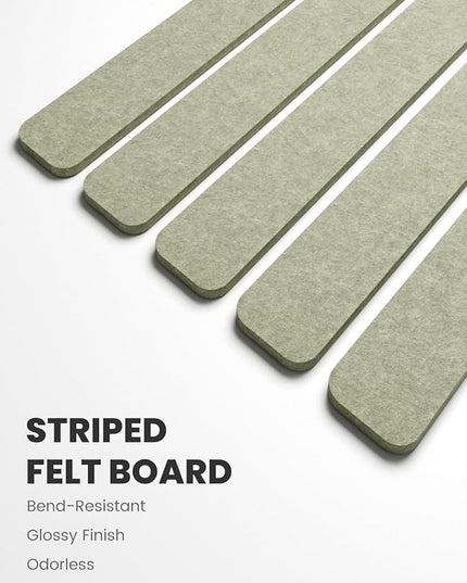 Fluxynara Cork Board Alternative Felt Strip Board 5-Pack 13"x2", Office Pin Board with 35 Push Pins, Adhesive Install for Bedroom Door & Home Office(Sage)