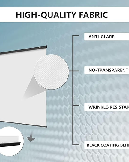 RAUBAY Retractable Pull Down White Screen Backdrop - 59.8" x 86.6" Collapsible Wall-Mount Background for Professional Video Production, Photography, TikTok and Video Conferencing
