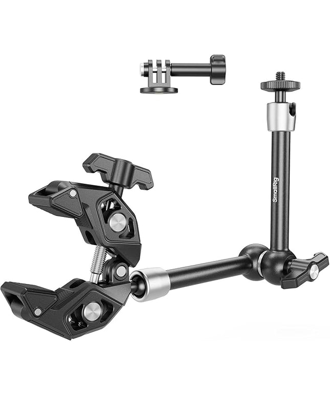 SMALLRIG Magic Arm Clamp Kit, Camera Mount Articulating Friction Arm w Super Clamp, w 1/4"-20 Screw and Thread Hole, for Camera, Light, Monitor, Webcam or Action Camera 1.5kg, for Table, Tube