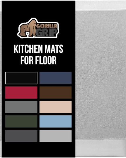 GORILLA GRIP Comfortable Cushioned Kitchen Mats for Floor, Waterproof and Stain Resistant Soft Top, 3/4 Inch Thick Ergonomic Standing Desk Anti Fatigue Mat, Foam Supports Feet, 17x24, Light Gray