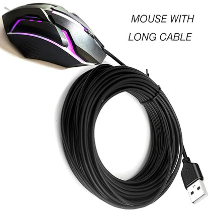 USB A 15FT Wired Mouse for Mac and Windows - 1600DPI Simple 3 Keys Wired Computer Mouse, Wired, Scroll Wheel Layout with Long Lines - Plug & Play for Laptops, PC Desktops, Laptops