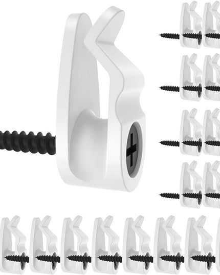 GEZIDEA String Light Hanger Hooks, Screw in Hooks for Hanging Christmas Lights, White, 50 Pack (Big)