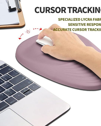 Hokafenle Ergonomic Mouse Pad Wrist Support, Terraced Slope Carpal Tunnel Wrist Pad for Mouse with Unibody Memory Foam, Wrist Rest Pain Relief Mousepad (Pale Purple, 11.8x7.9 in)