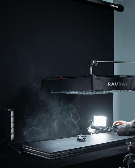 RAUBAY Motorized Pull Down Black Screen Backdrop - 78.7" x 86.6" Collapsible Wall-Mount Background for Professional Video Production, Photography Studio, Video Conferencing and YouTube, TikTok Creator