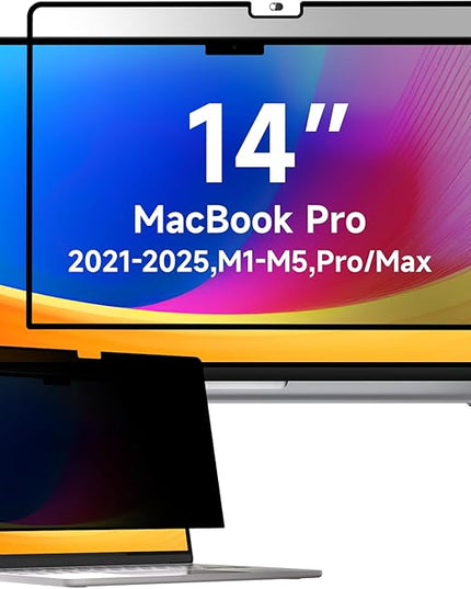 Mamol Privacy Screen for MacBook Pro 14 Inch (2021-2025, M1, M2, M3, M4, M5), MagicSuction™ Removable Vacuum Adsorption Anti Spy,Anti Glare Anti Blue Light Filter for Mac Laptop Computer