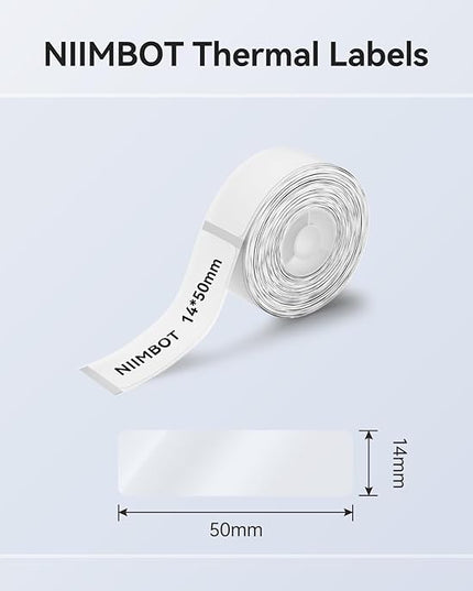 NIIMBOT Label Maker Tape for D11/D110/D101 Label Maker, 14 x 50 mm (0.55'' x 1.97'') for Home Office Labeling Tape Replacement, Clear