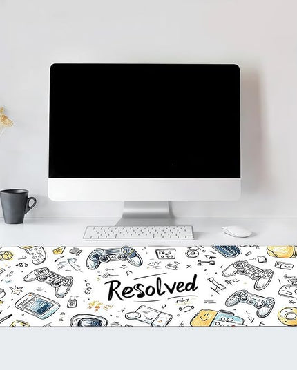 Large Mouse Pad for Desk, XXL Non-Slip Long Extended Gaming Mouse Mat Protector with Waterproof Rubber Base Stitched Edges for Office, Computer, Keyboard, Laptop and Home (Doodle Painting)