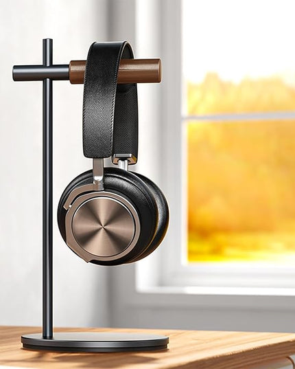Oak Headphone Stand, Wood Headset Stand for Desk, Universal Holder for Airpods max, Bose, Beats, Gaming, Apple Vision Pro, VR Display Stand (Gray)