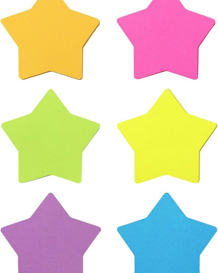 SIMONA Star Shape Sticky Notes 6 Color Bright Colorful Sticky Pad 75 Sheets/Pad Self-Sticky Note Pads (6 Pads)