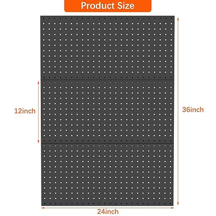 TORACK 3-Pack 12x24 inch Metal Pegboard Panels for Garage Wall, Tools Organizer Pegboard for Workbench, Workshop, Modular Peg Board Tool Storage Board for Pegs(Black)
