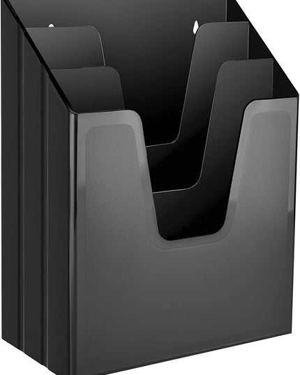 Acrimet Vertical Triple File Folder Holder Organizer, File Sorter (Plastic) (Black Color)