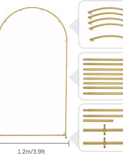 Vincidern 7.2 ft Balloon Arch Backdrop Stand Gold, Wedding Arch for Birthday Party, Bridal Baby Showers, Wedding Ceremony Arch Frame Metal