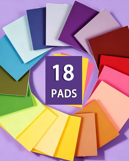 (18 Pads) Sticky Notes 3x3 inch, Self-Stick Note Pads, 18 Colorful Sticky Note for School Supplies or Office Supplies